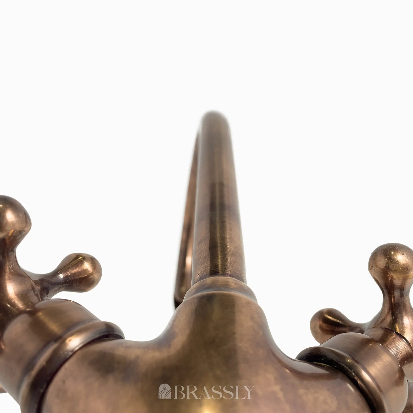 Bathroom Tap, Brass Kitchen Faucet Or Copper Gooseneck Tap with Simple Cross Handles