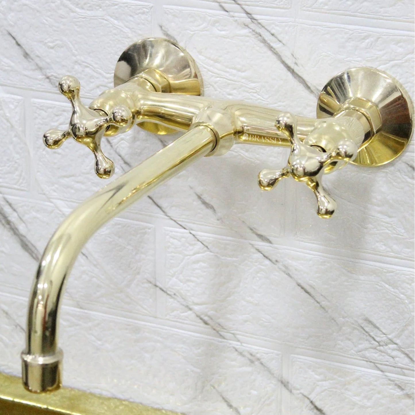 Brass Wall Mounted Tap, Multiple Handle Styles for Bathroom and Kitchen