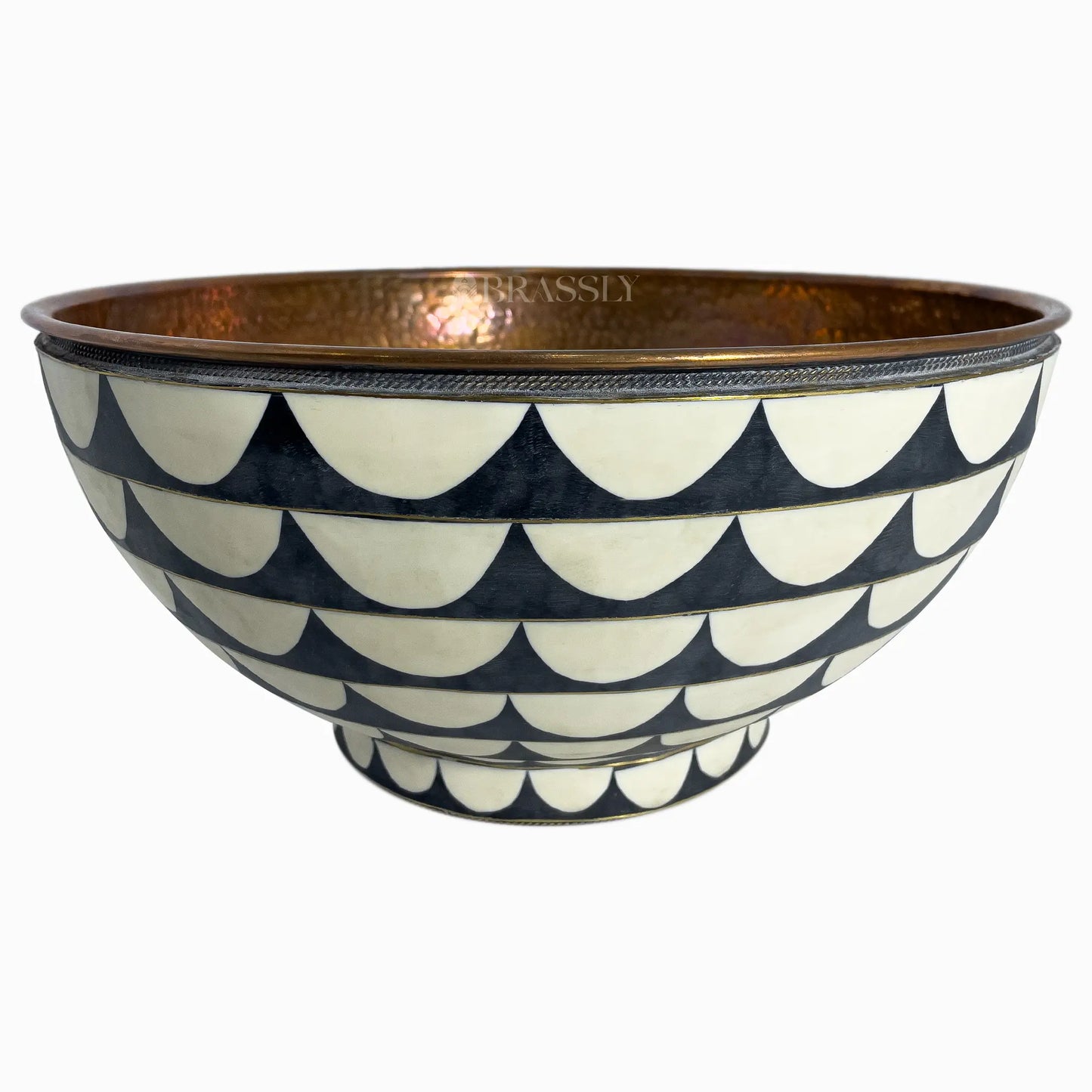 Brass Bathroom Sink, White And Black Pattern, Copper Resin Vanity Vessel Sink