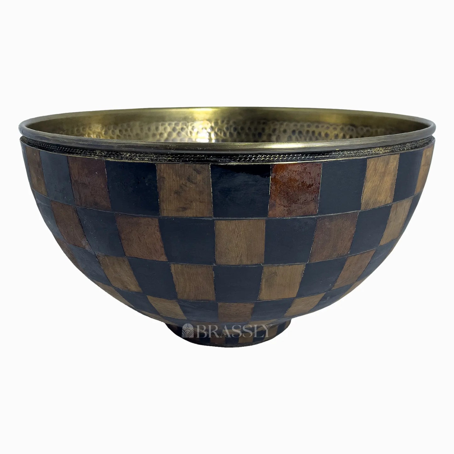 Moroccan Brass Sink, Wood And Black Pattern, Bathroom Vessel Sink