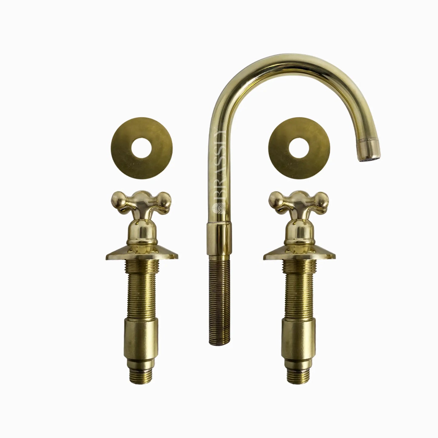 Unlacquered Brass 8" Bridge Tap, Deck Mount Tap, Vintage Kitchen Sink Tap