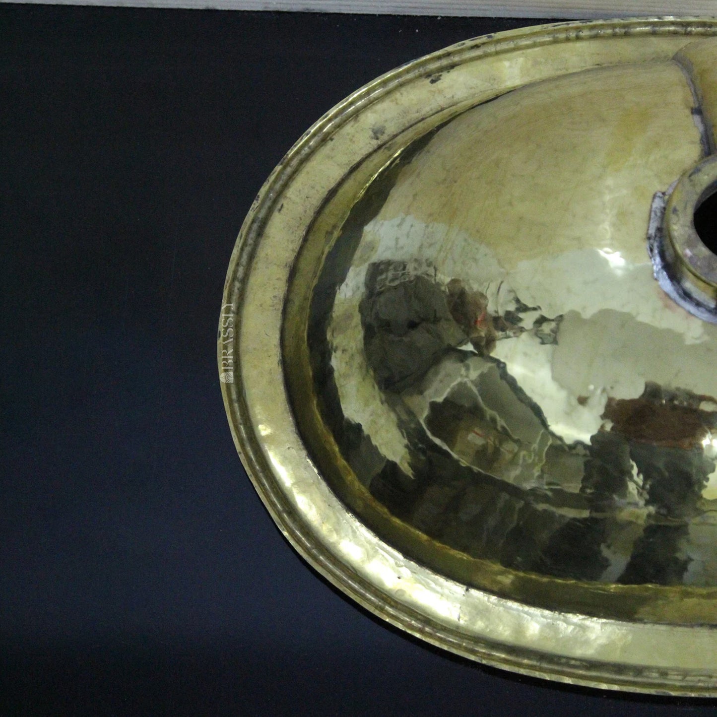 Handmade Resin and Bone Drop-In Bathroom Sink, Vintage Style Brass Basin Moroccan Sink