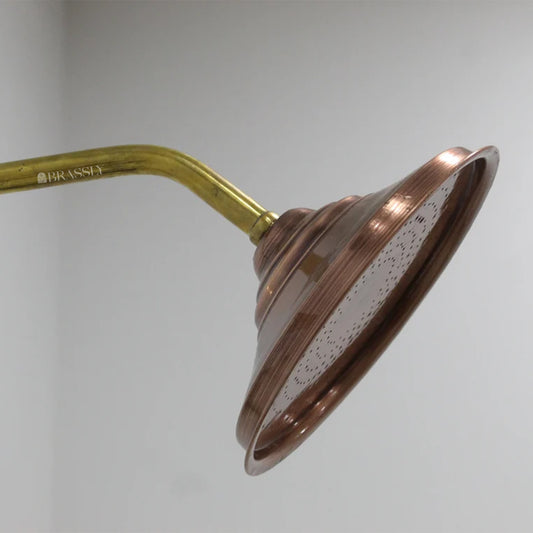 Unlacquered Solid Dark Copper Round Rain Shower Head - Vintage Outdoor Showerhead