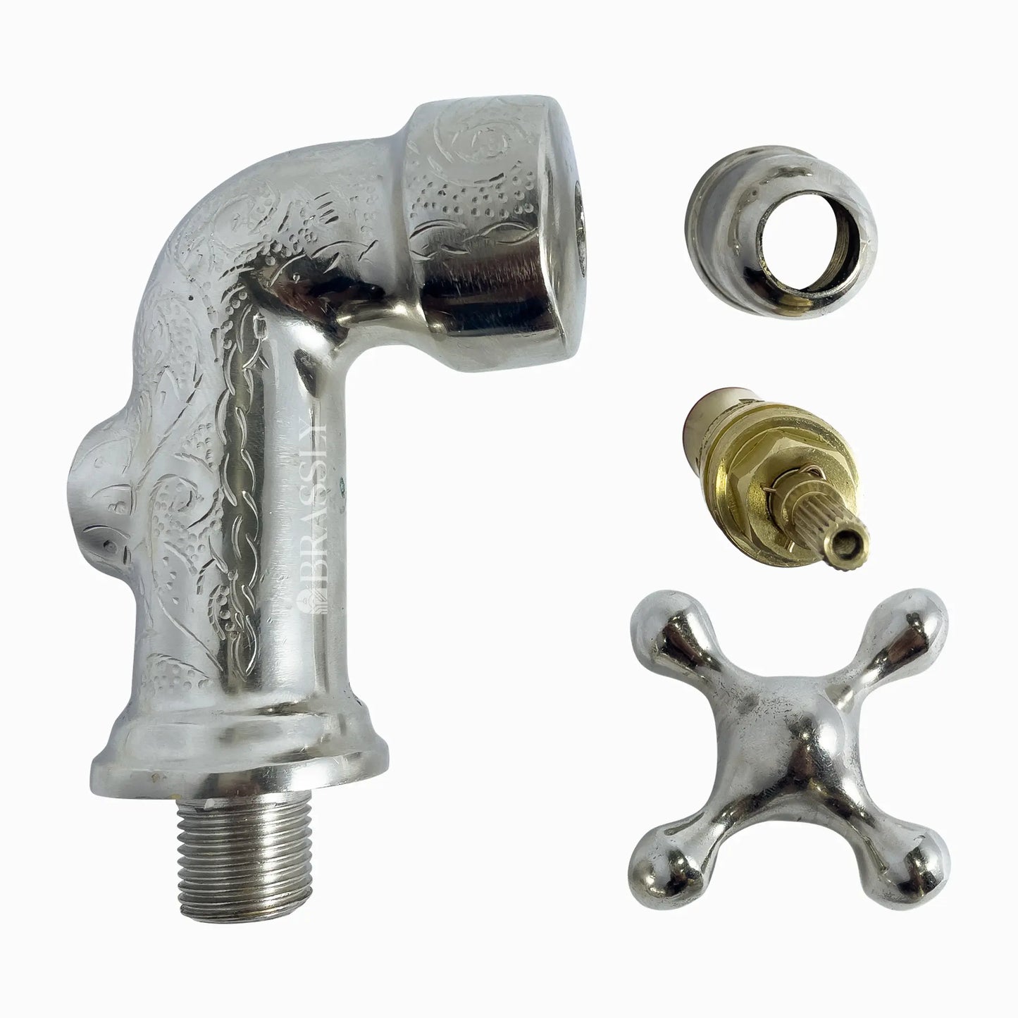 Handcrafted Small Water Tap, Chrome Silver Finish Wall Faucet