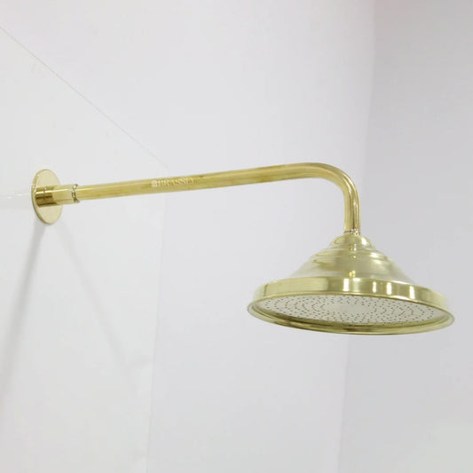 Unlacquered Brass Shower Head - Round Shower Head with Arm Extension