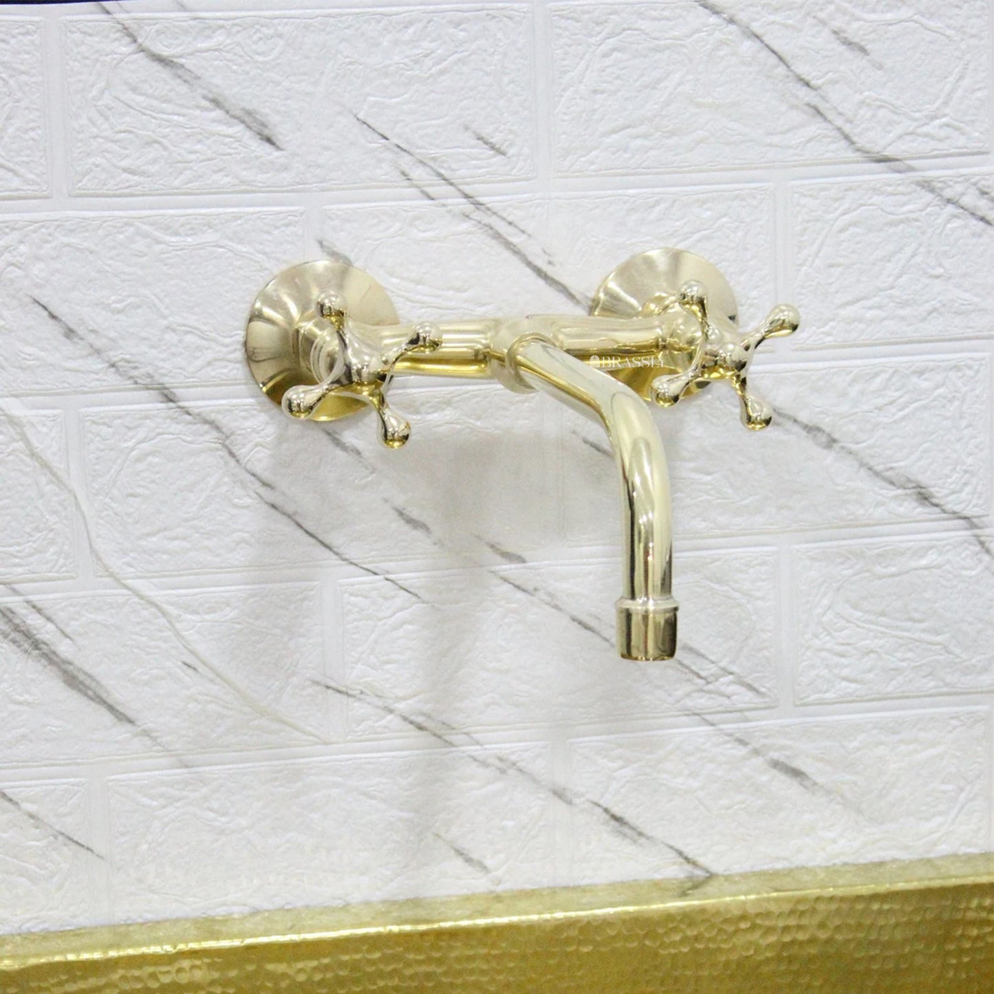 Brass Wall Mounted Tap, Multiple Handle Styles for Bathroom and Kitchen