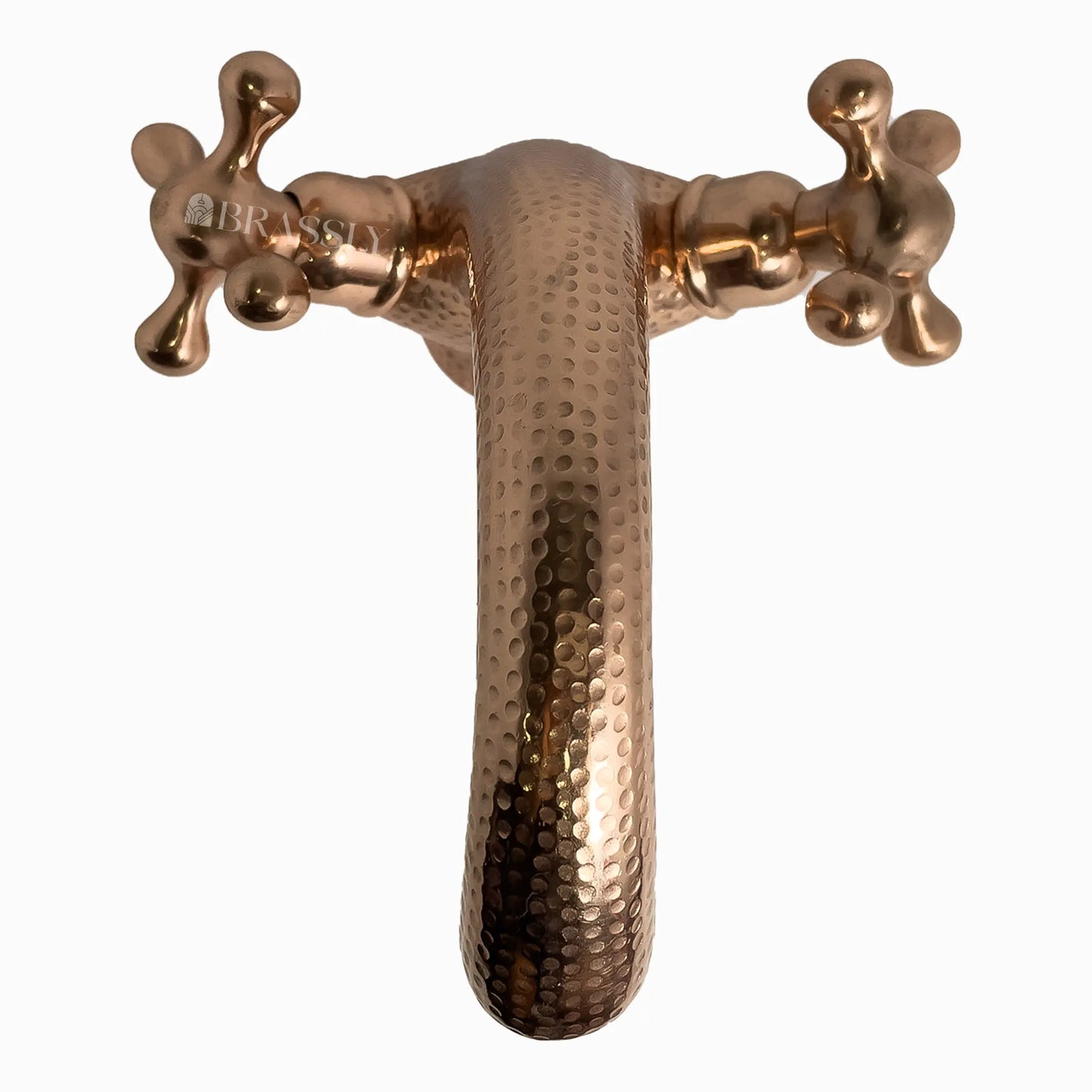 Hammred Copper Bathroom Tap, Bathroom Sink Tap with Simple Cross Handles