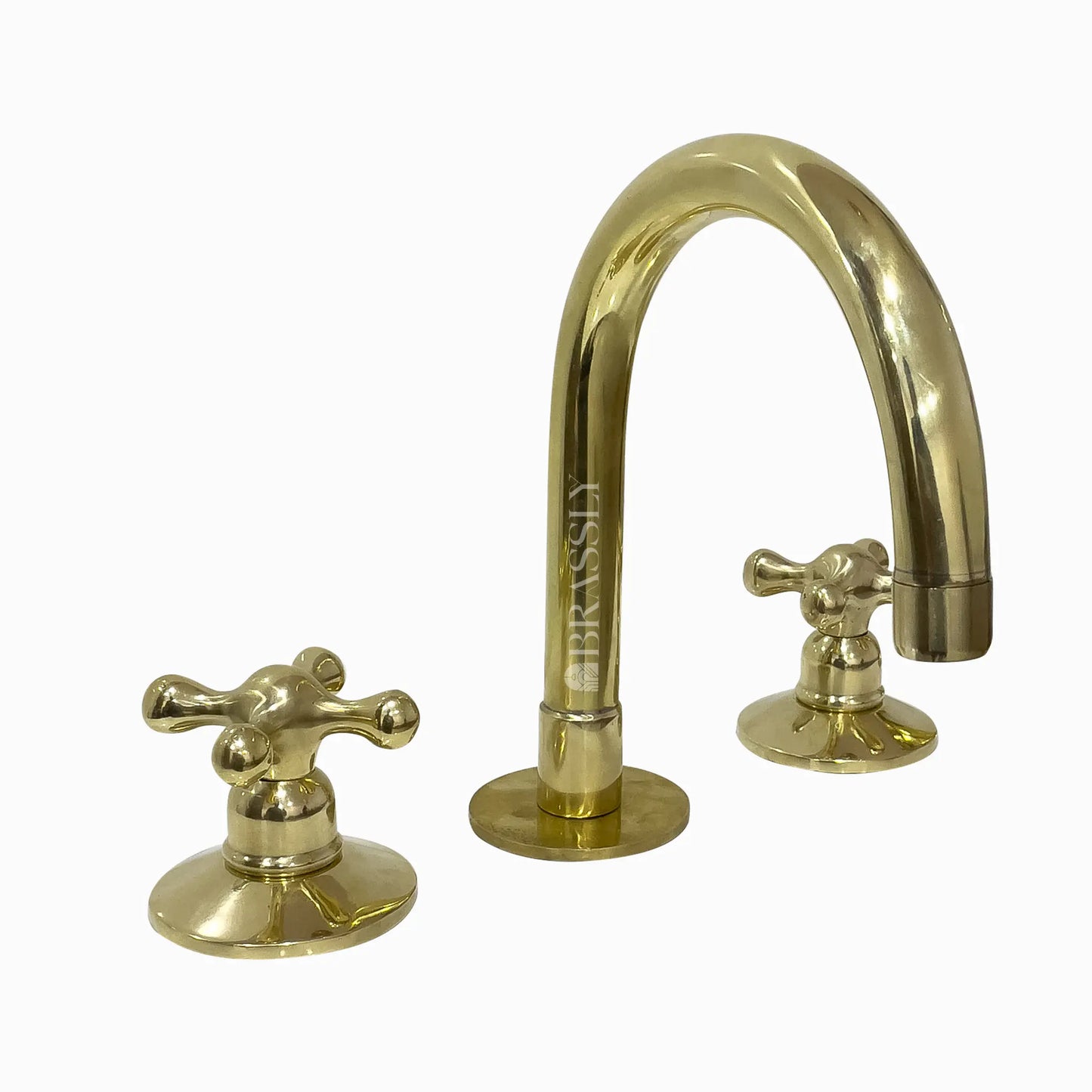 Unlacquered Brass 8" Bridge Tap, Deck Mount Tap, Vintage Kitchen Sink Tap