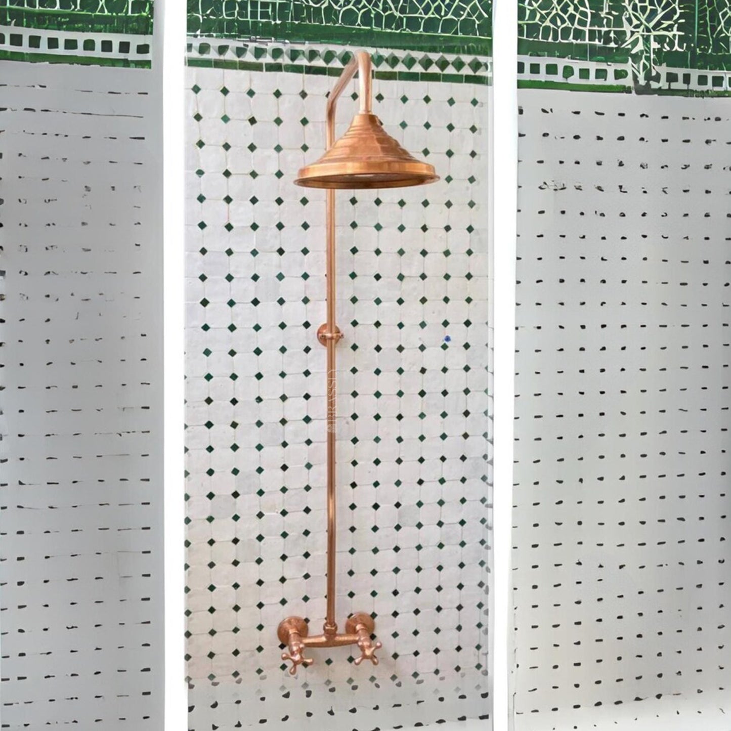 Unlacquered Solid Copper Shower for Outdoor Use - Copper Showerhead