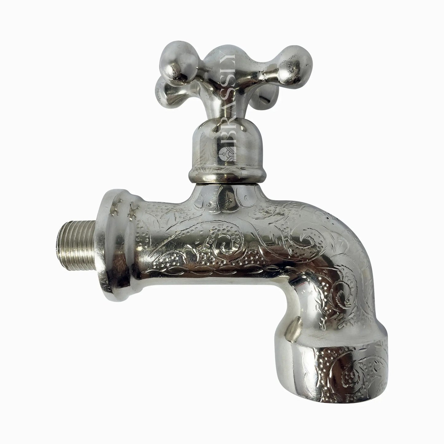 Handcrafted Small Water Tap, Chrome Silver Finish Wall Faucet