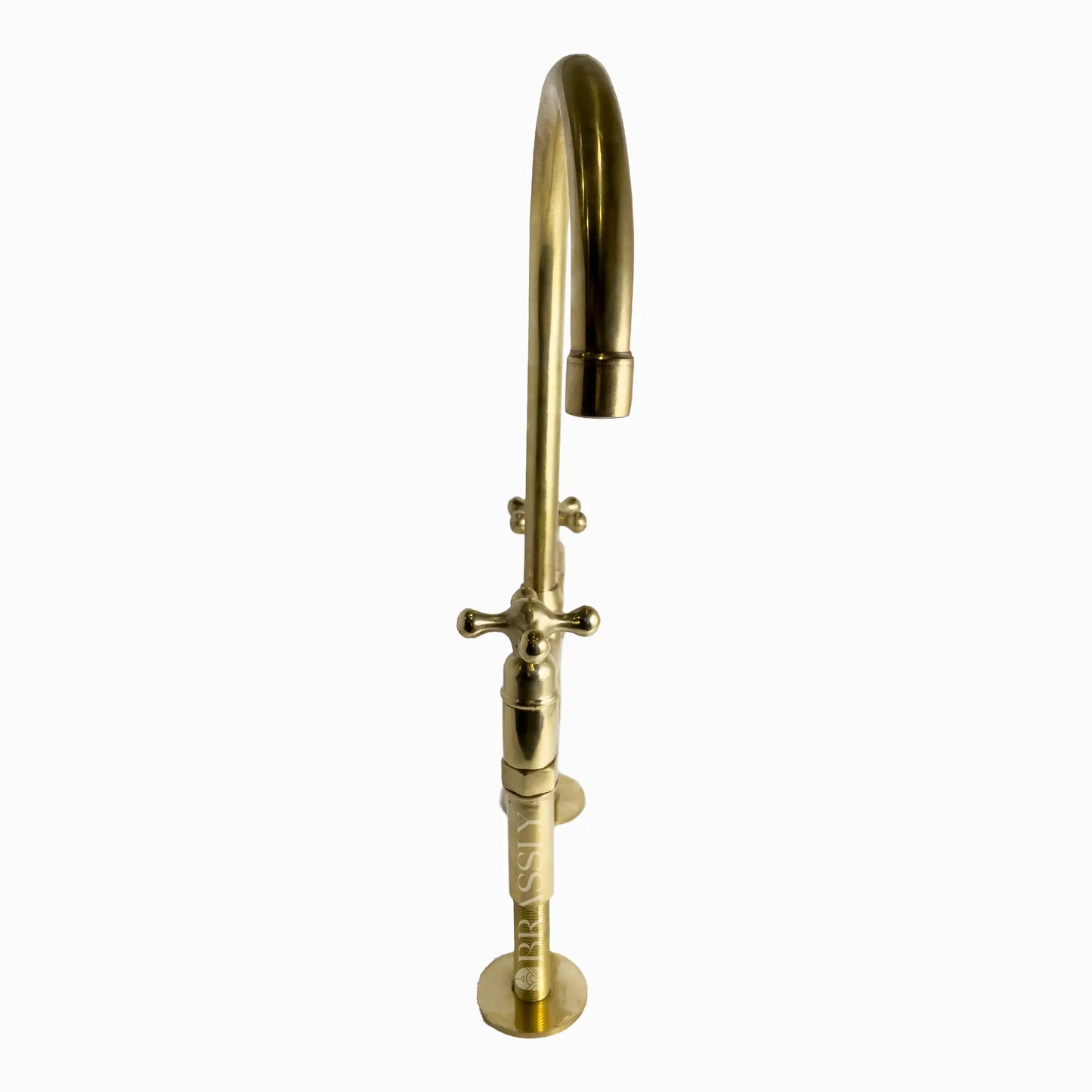 Unlacquered Brass 8" Bridge Tap, Deck Mount Tap, Vintage Kitchen Sink Tap