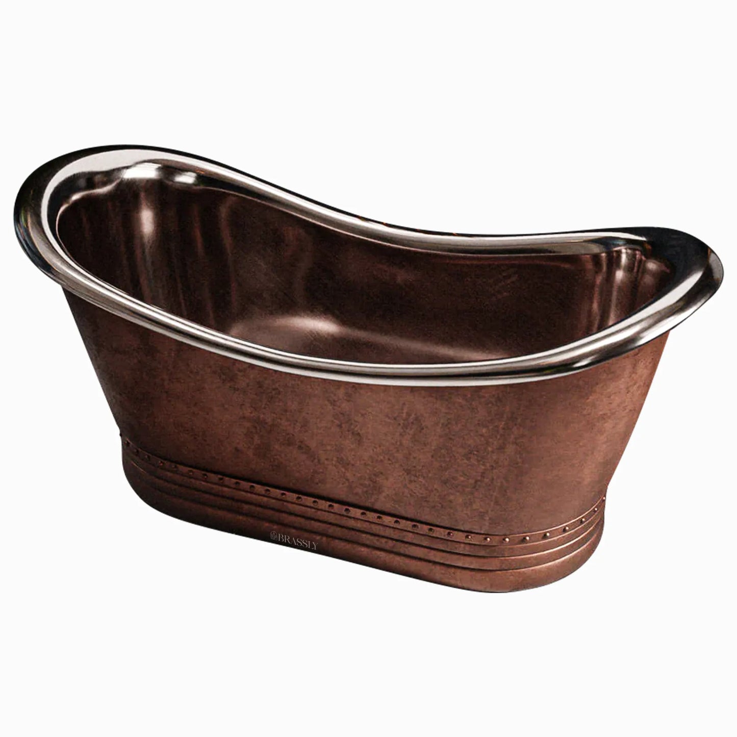 Handmade Hammered Copper Bathtub with Patina – Freestanding Luxury Soaking Tub