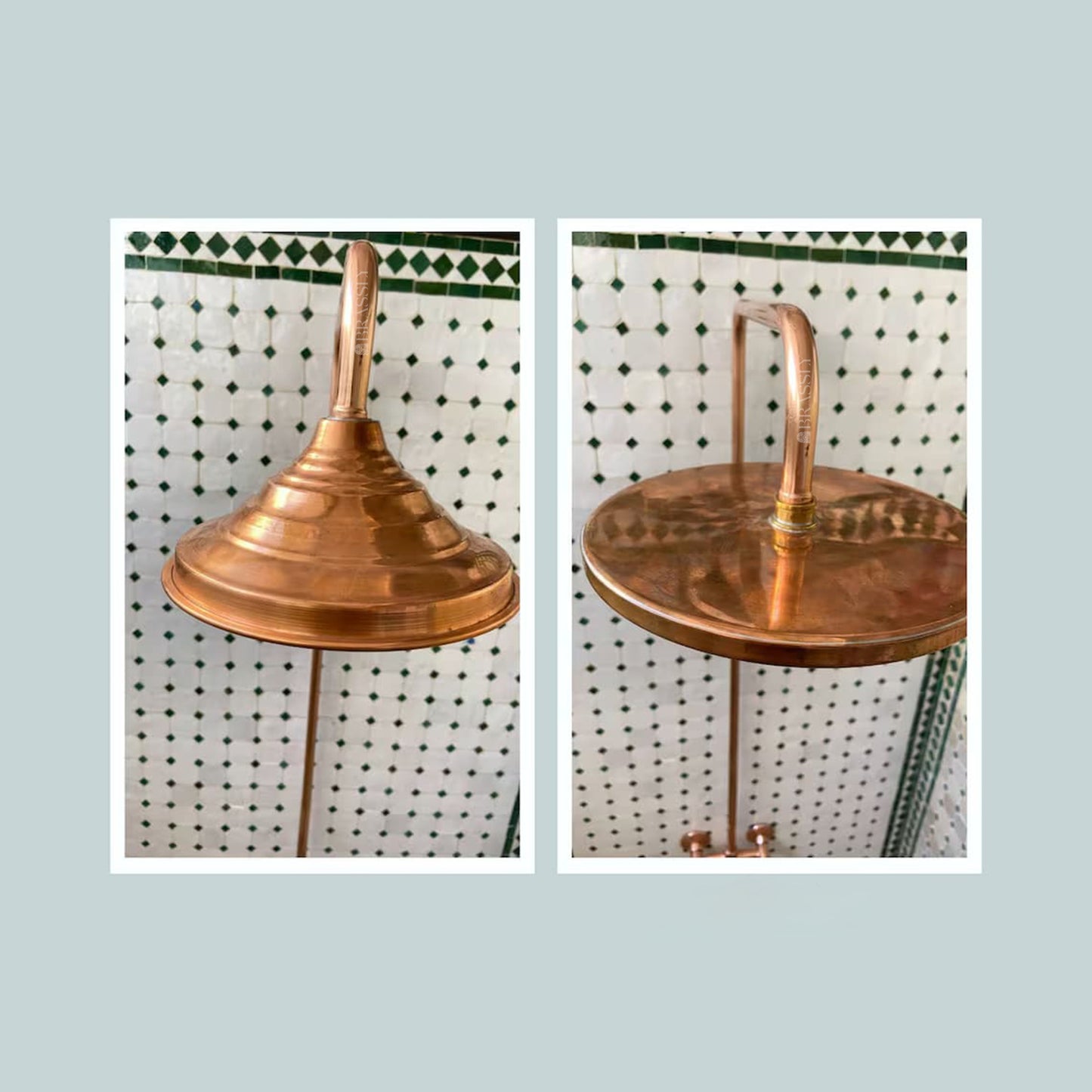 Unlacquered Solid Copper Shower for Outdoor Use - Copper Showerhead