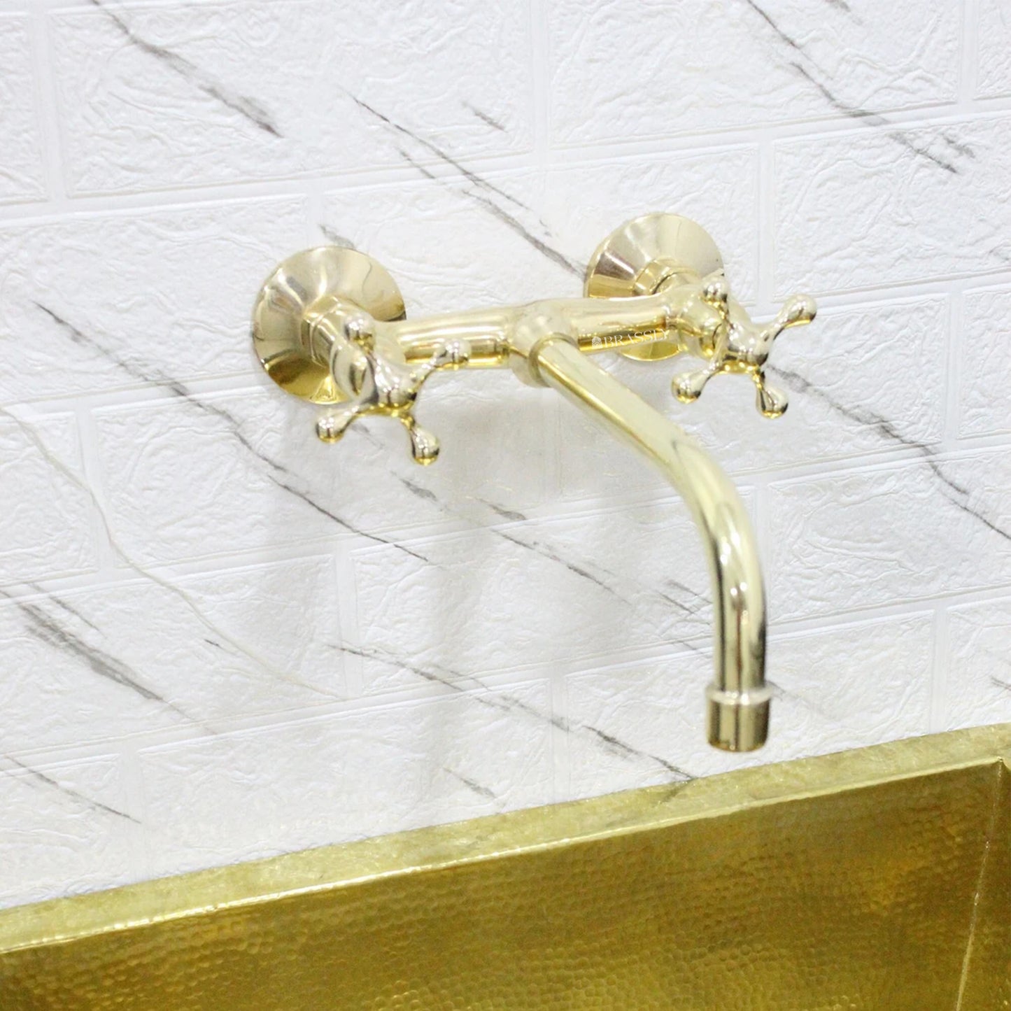 Brass Wall Mounted Tap, Multiple Handle Styles for Bathroom and Kitchen