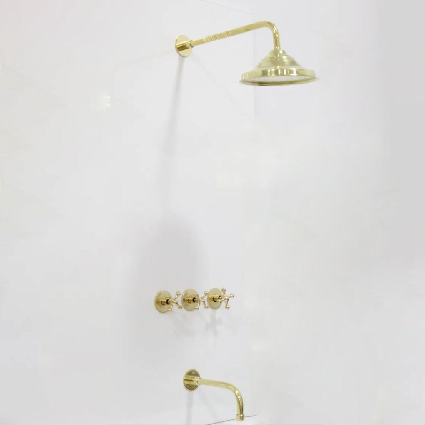 Brass Shower System, Straight Tub Filler And Head Shower, Plumbing Fixtures