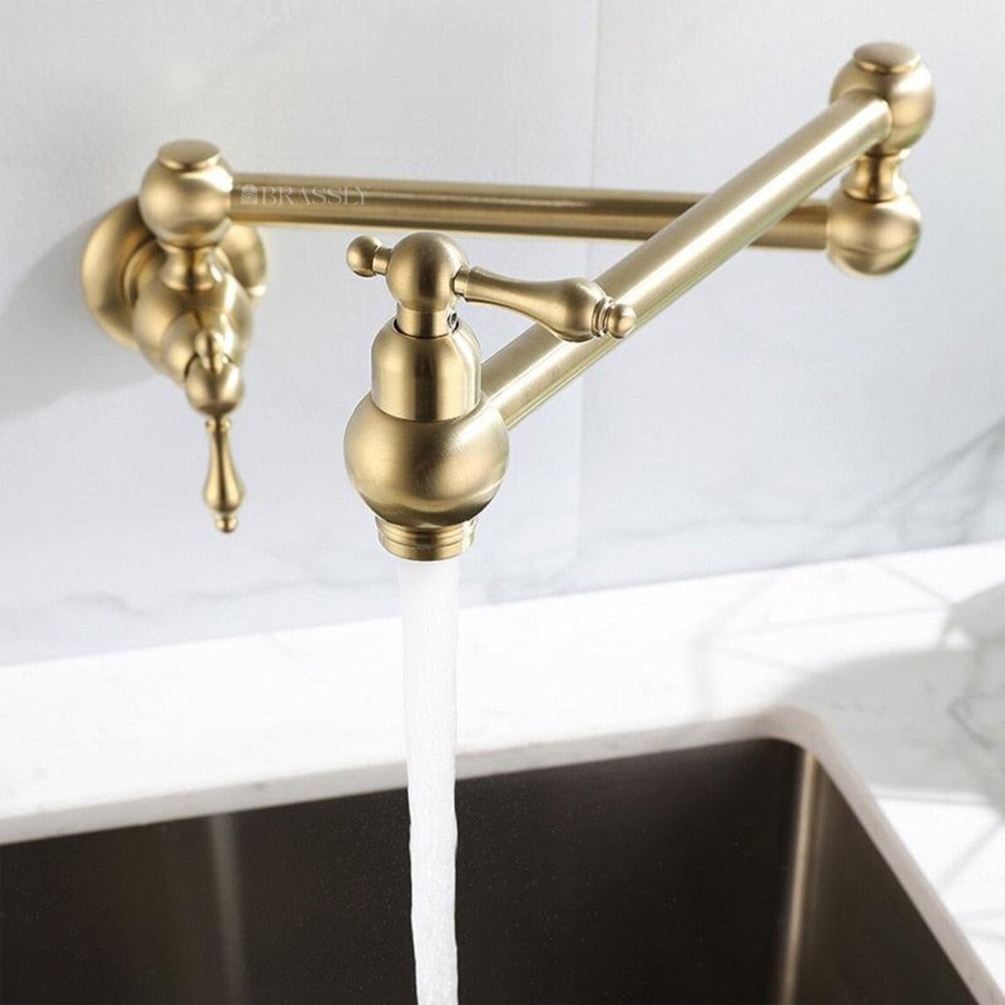 Wall Mounted Kitchen Faucet - Unlacquered Brass Pot Filler