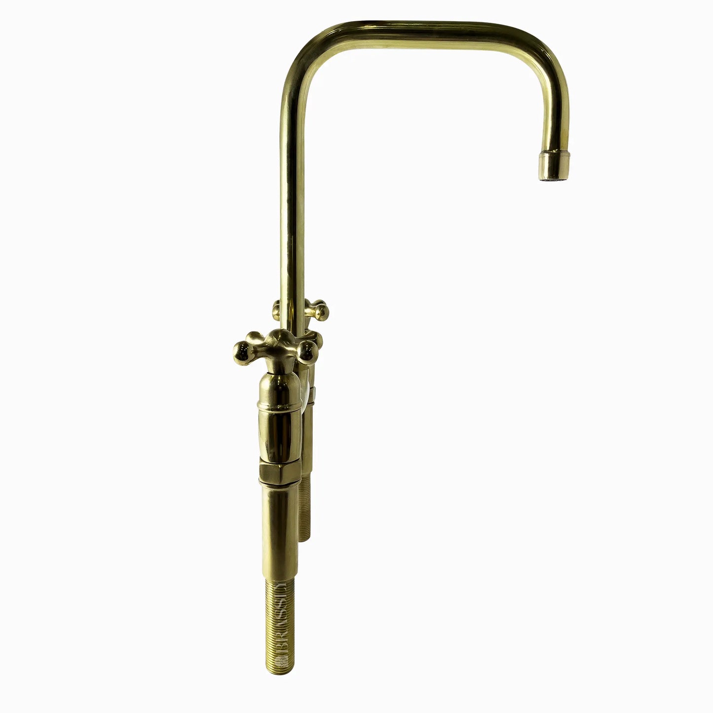 Unlacquered Brass 8" Bridge Tap, Deck Mount Tap, Vintage Kitchen Sink Tap