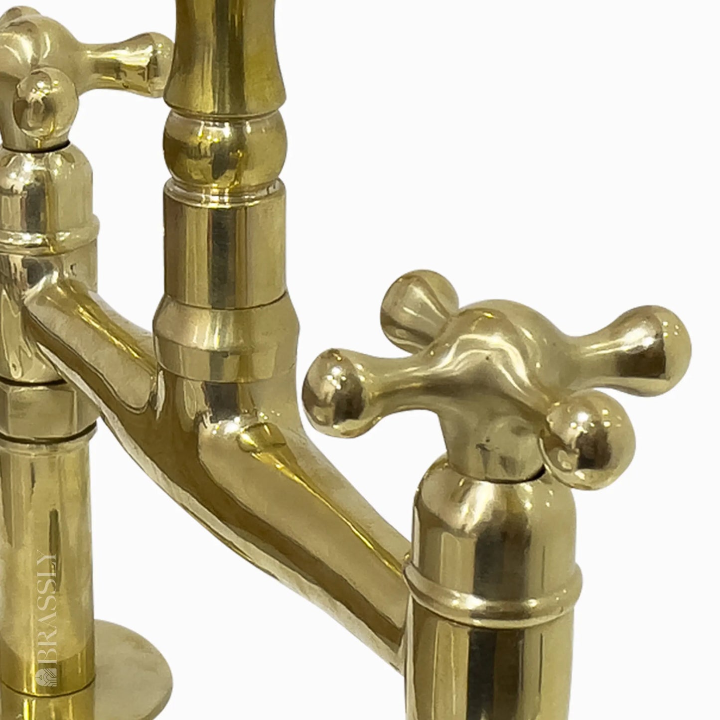 Unlacquered Brass 8" Bridge Tap, Deck Mount Tap, Vintage Kitchen Sink Tap