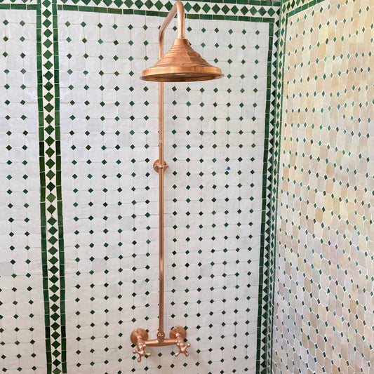 Unlacquered Solid Copper Shower for Outdoor Use - Copper Showerhead