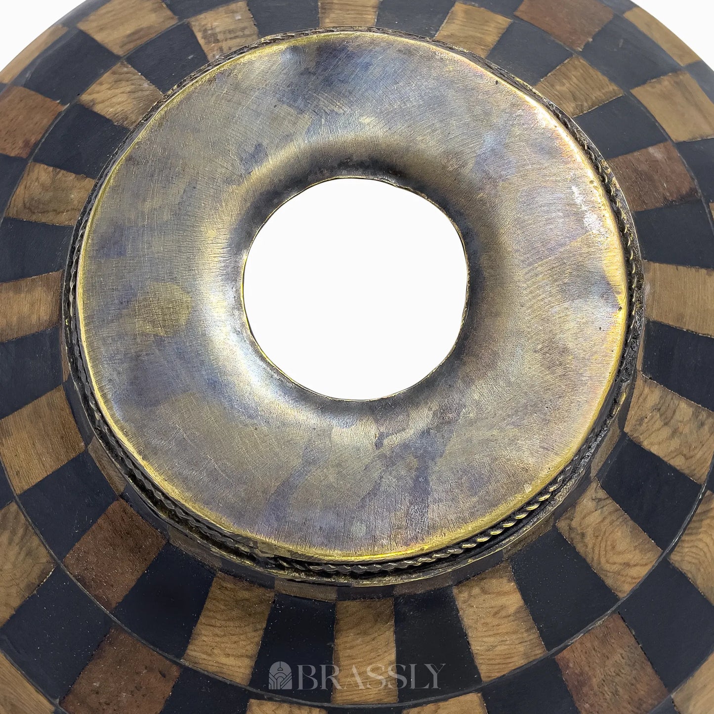 Moroccan Brass Sink, Wood And Black Pattern, Bathroom Vessel Sink
