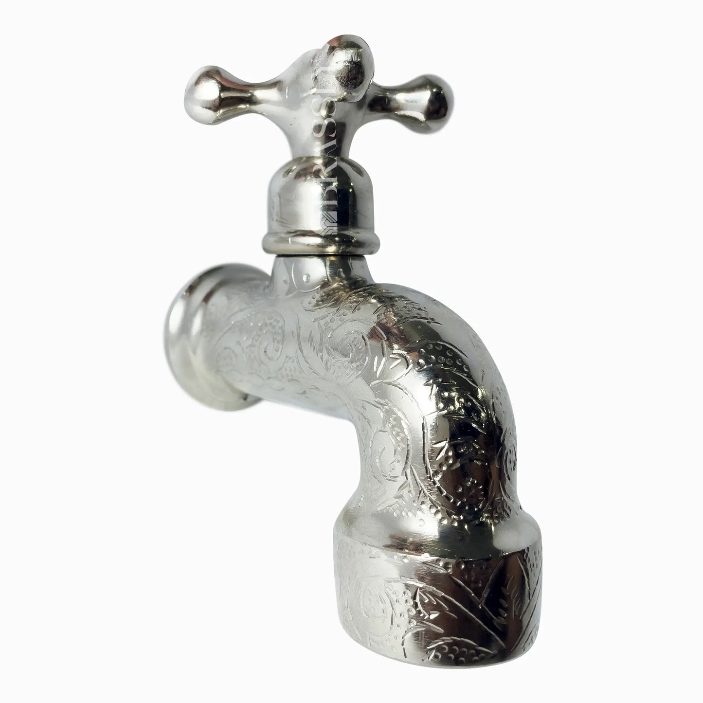 Handcrafted Small Water Tap, Chrome Silver Finish Wall Faucet