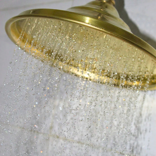 Unlacquered Solid Brass Rain Shower Head, Round Or Rectangular Design