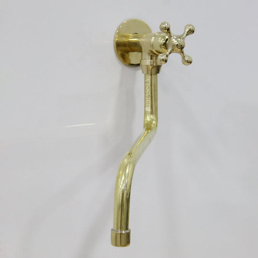 Unlacquered Brass Pot Filler Kitchen Tap, Traditional Solid Brass Wall Mount Tap with Various Handles