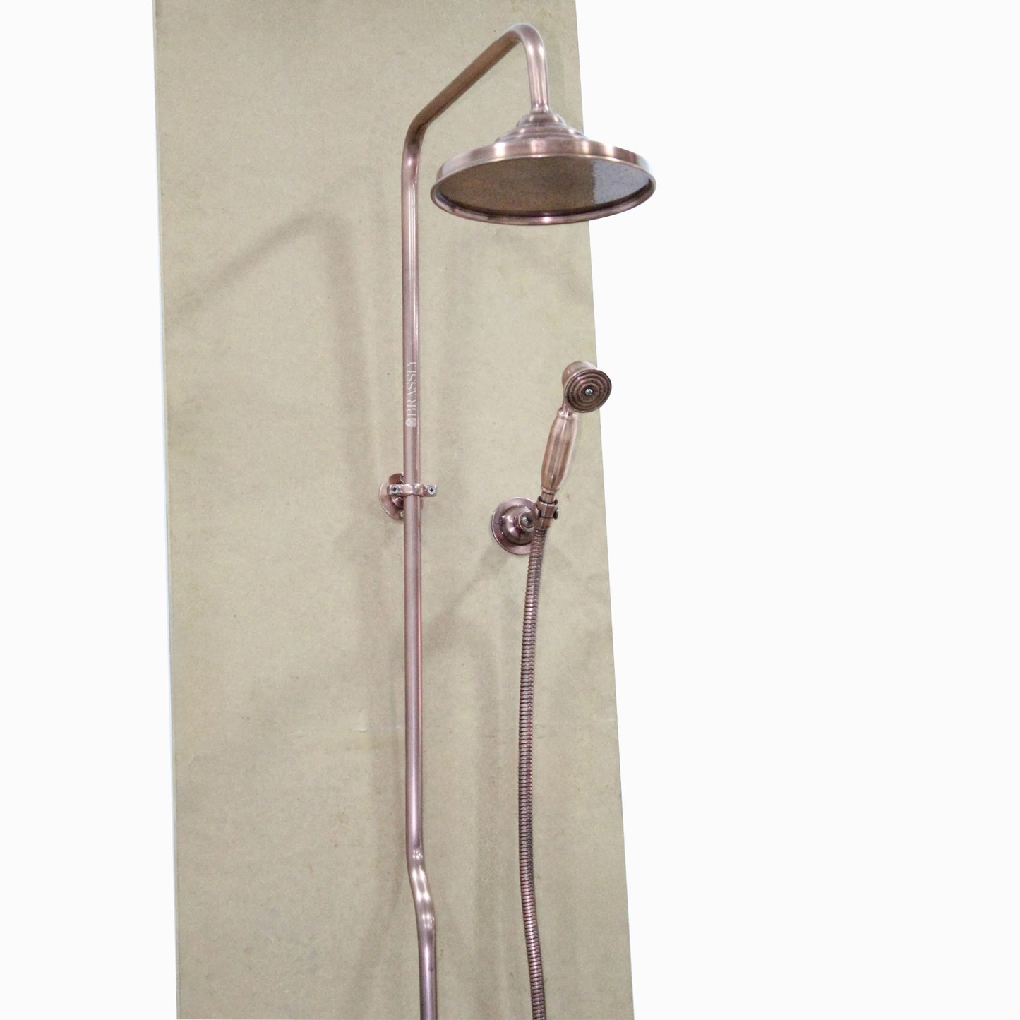 Copper Shower System With Handheld Sprayer, Vintage Rain Showerhead System