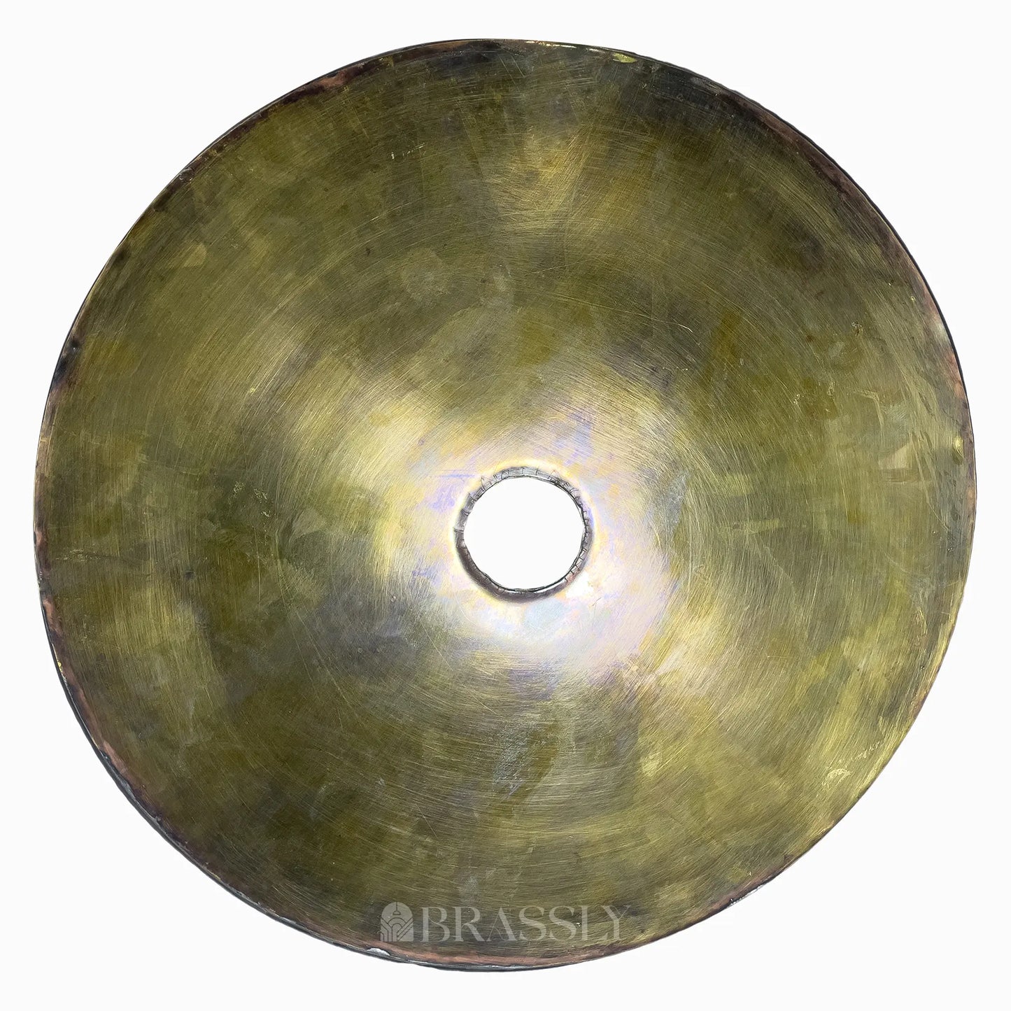 Hammered Brass Sink Bowl, Round Bar Sink, Patinated Brass