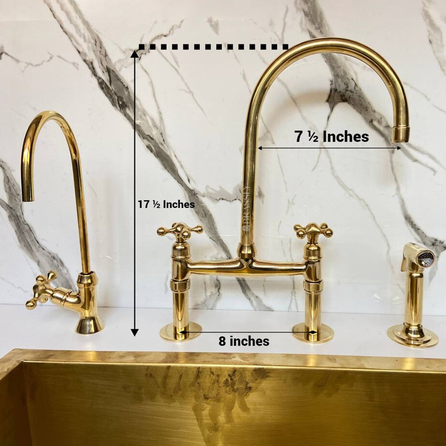 Unlacquered Solid Brass Kitchen Sink Tap - Vintage Brass Kitchen Tap for Elegant Kitchens