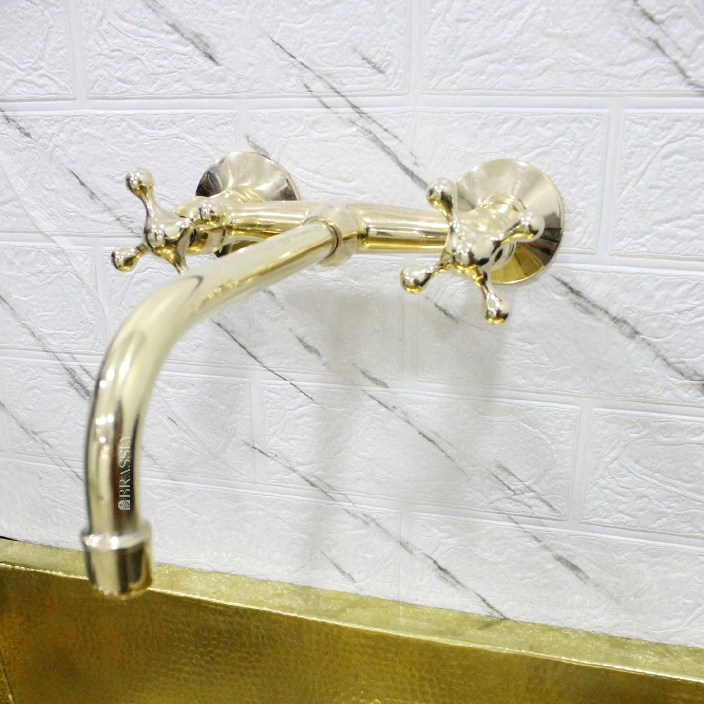 Brass Wall Mounted Tap, Multiple Handle Styles for Bathroom and Kitchen
