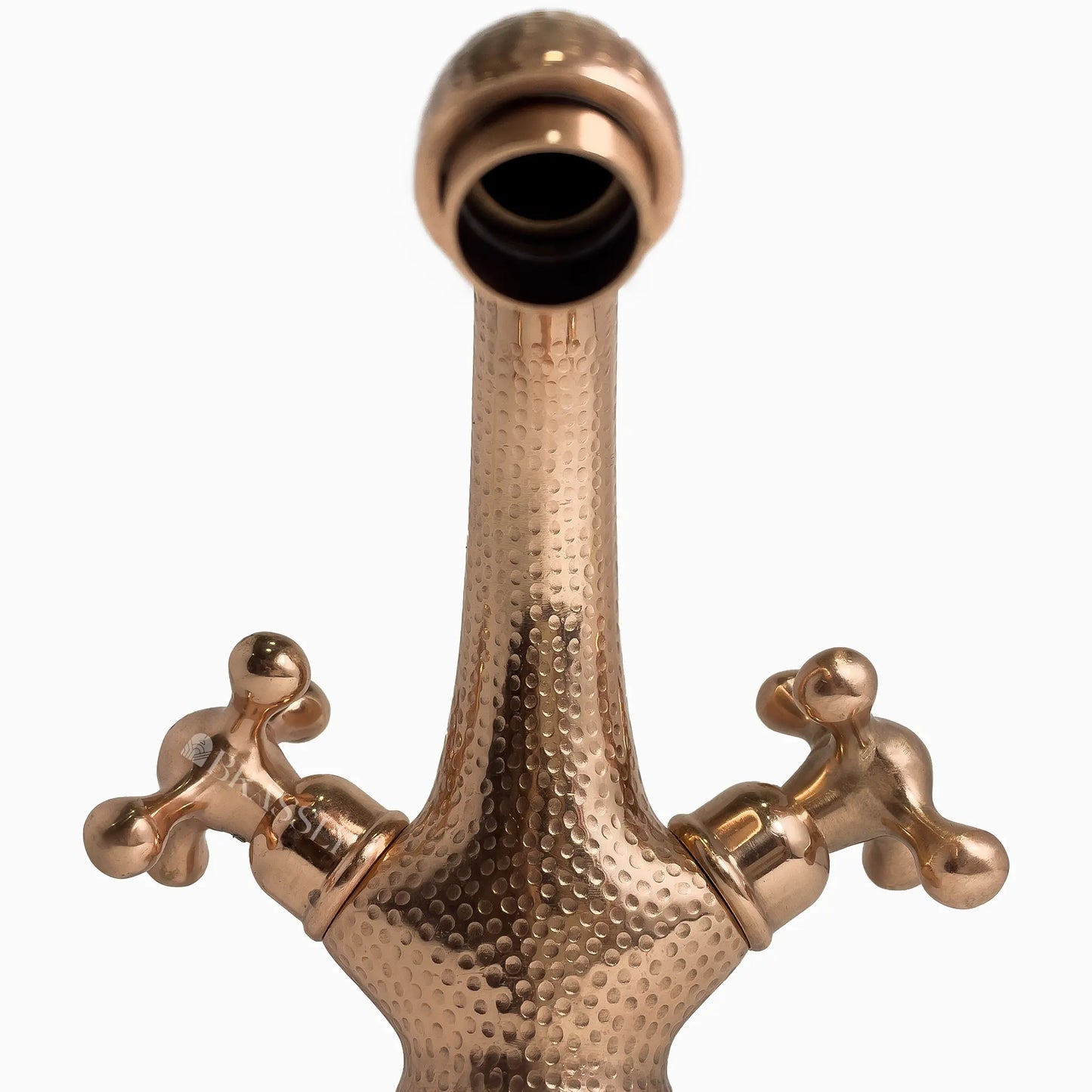 Hammred Copper Bathroom Tap, Bathroom Sink Tap with Simple Cross Handles