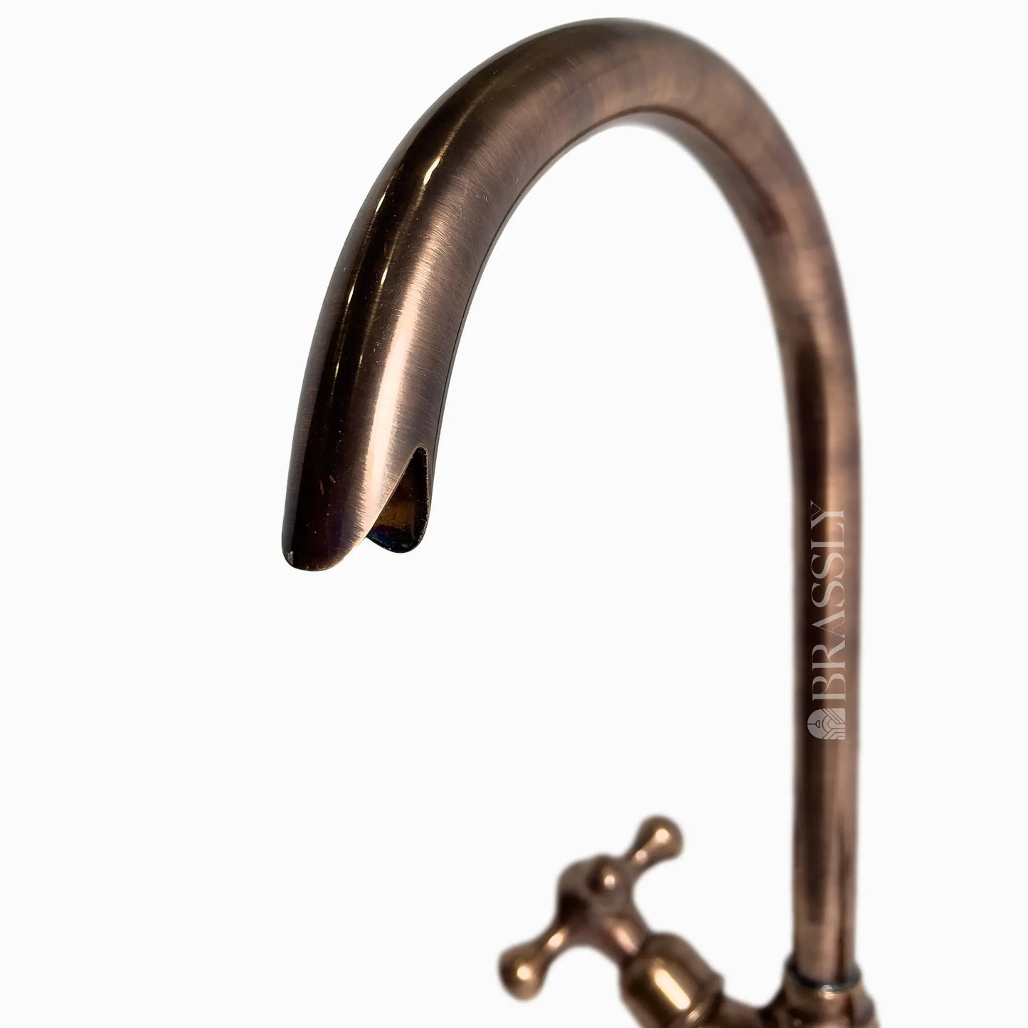 Bathroom Tap, Brass Kitchen Faucet Or Copper Gooseneck Tap with Simple Cross Handles