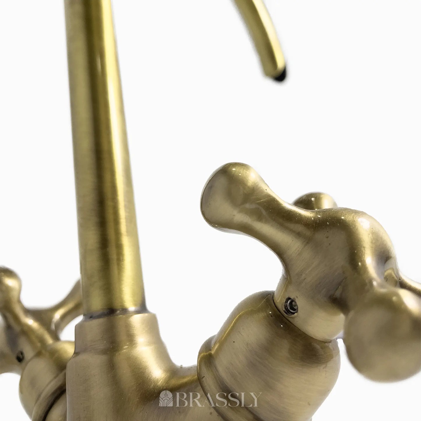 Bathroom Tap, Brass Kitchen Faucet Or Copper Gooseneck Tap with Simple Cross Handles