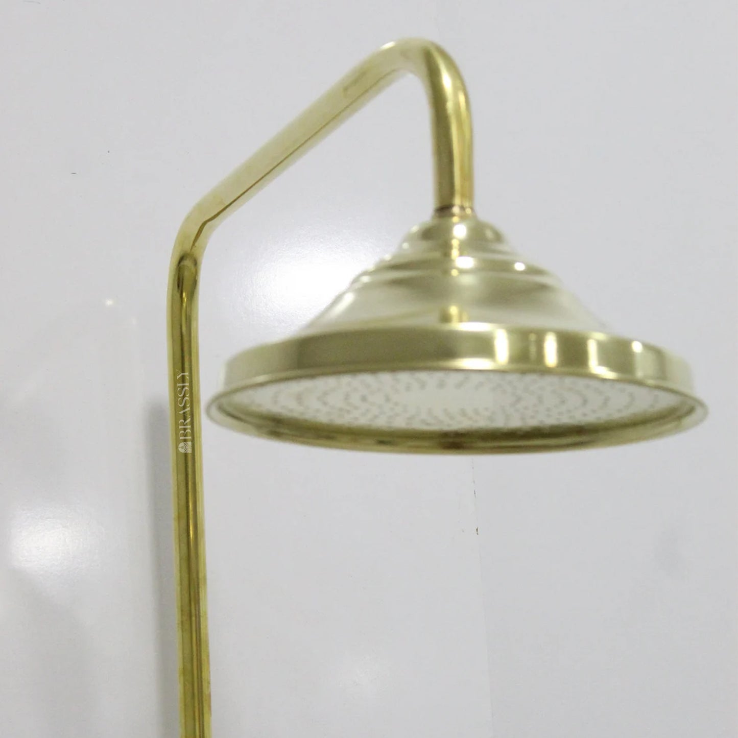 Brass Shower System with Tub Filler And Hand Shower, Unlacquered Exposed Pipe Design