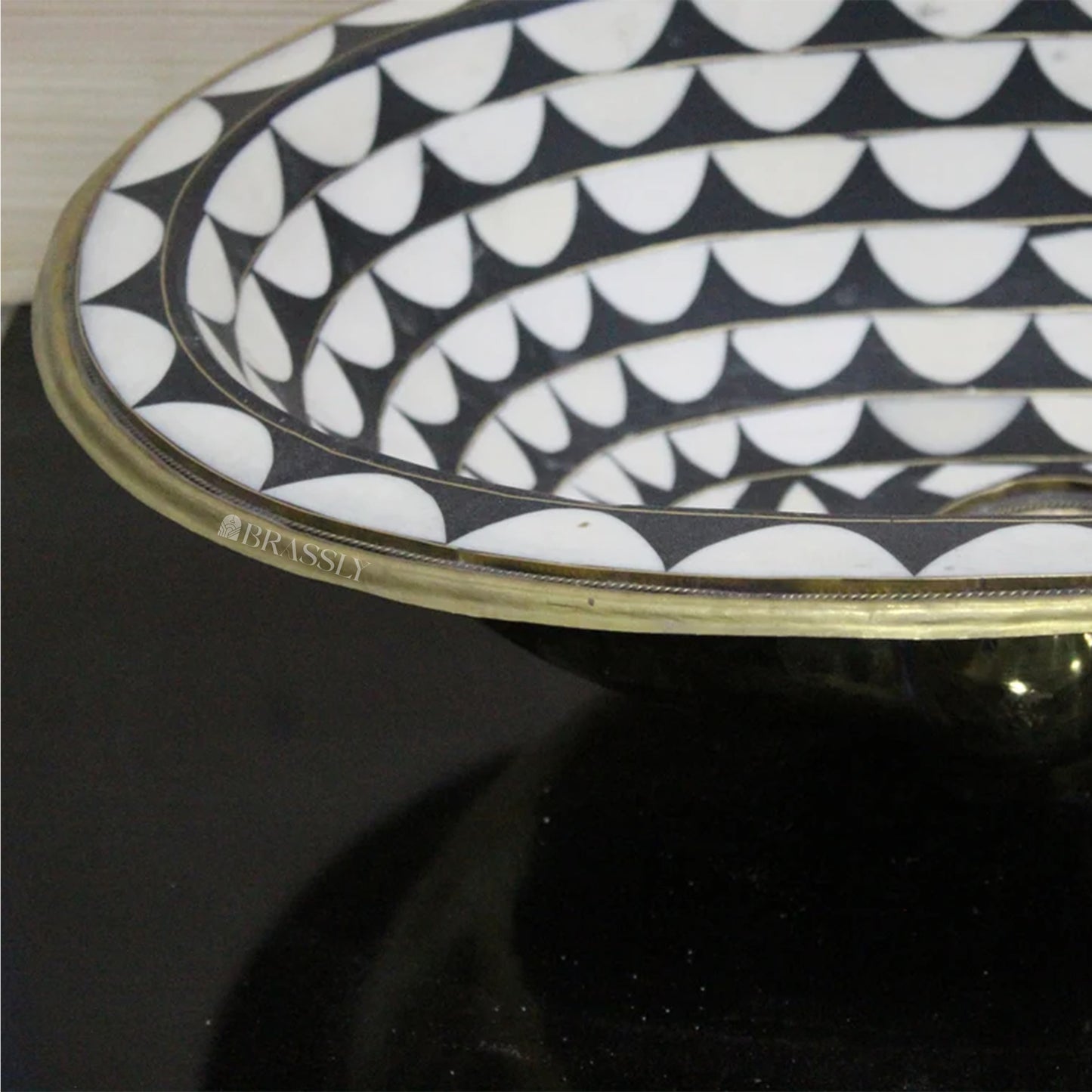 Handmade Resin and Bone Drop-In Bathroom Sink, Vintage Style Brass Basin Moroccan Sink