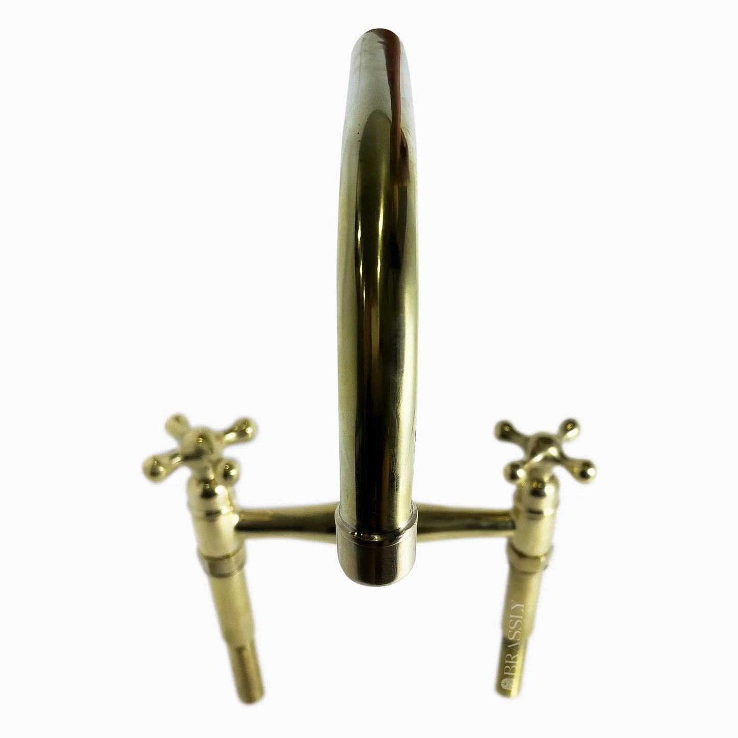 Unlacquered Brass 8" Bridge Tap, Deck Mount Tap, Vintage Kitchen Sink Tap
