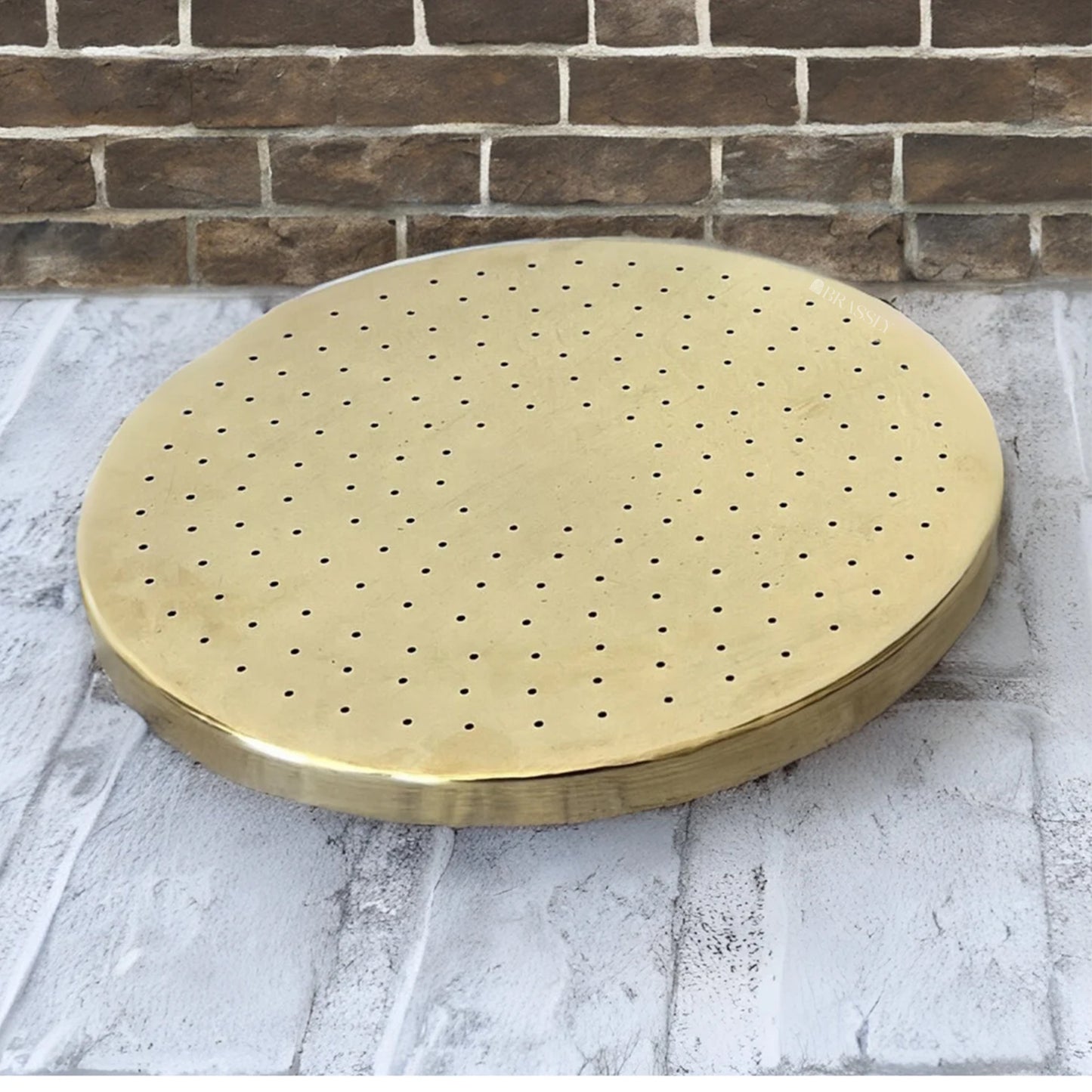 Unlacquered Solid Brass Rain Shower Head, Round Or Rectangular Design