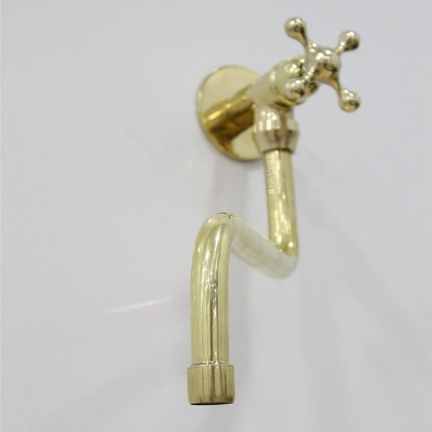 Unlacquered Brass Pot Filler Kitchen Tap, Traditional Solid Brass Wall Mount Tap with Various Handles