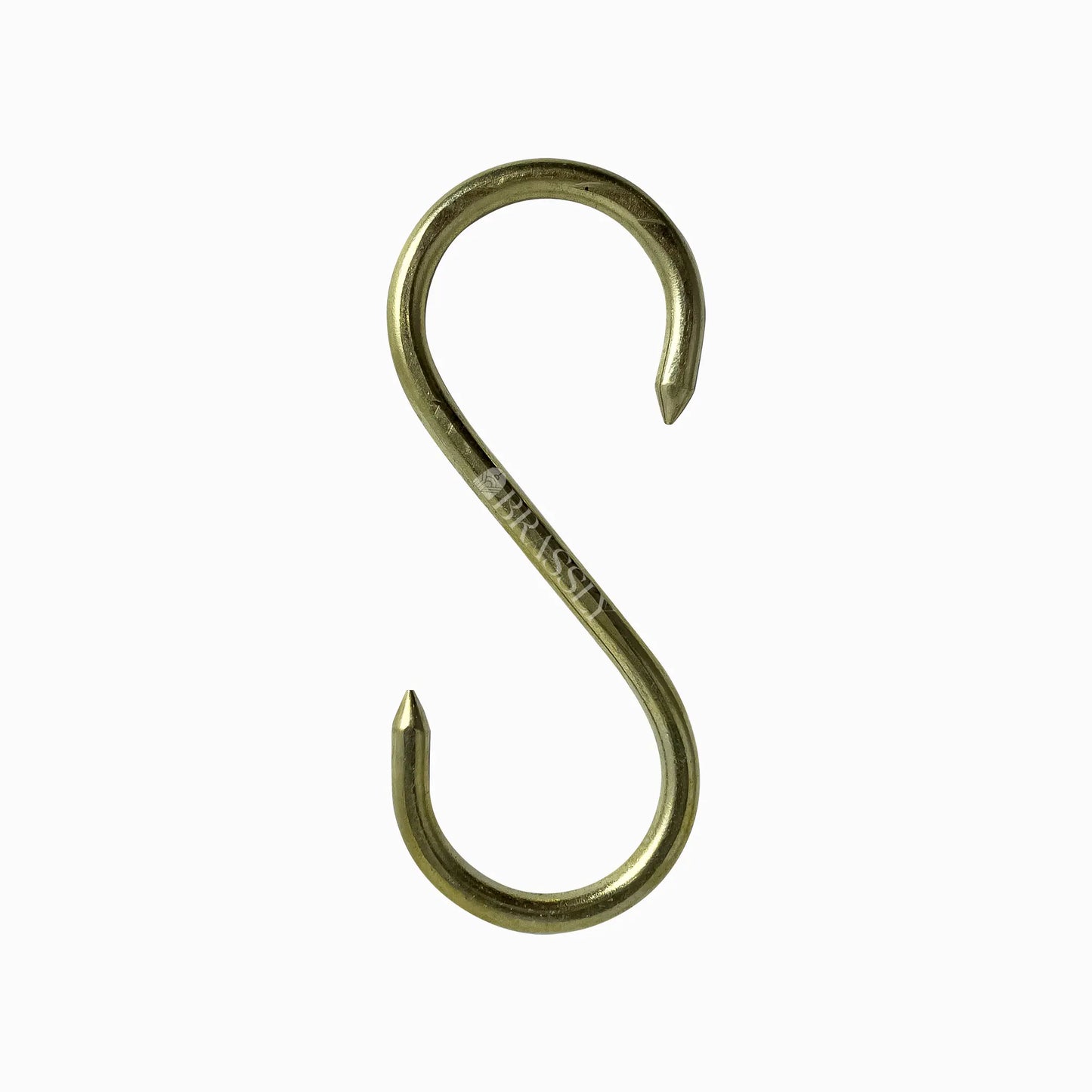 Brass Hanging Rail, 10 Grove S Hooks, Polished Brass