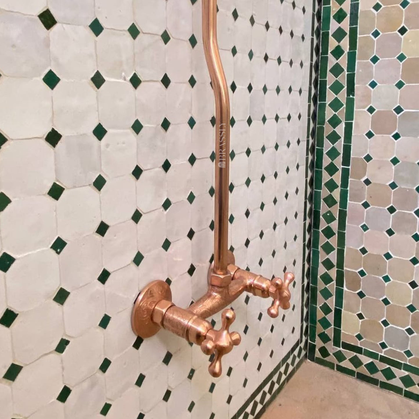Unlacquered Solid Copper Shower for Outdoor Use - Copper Showerhead