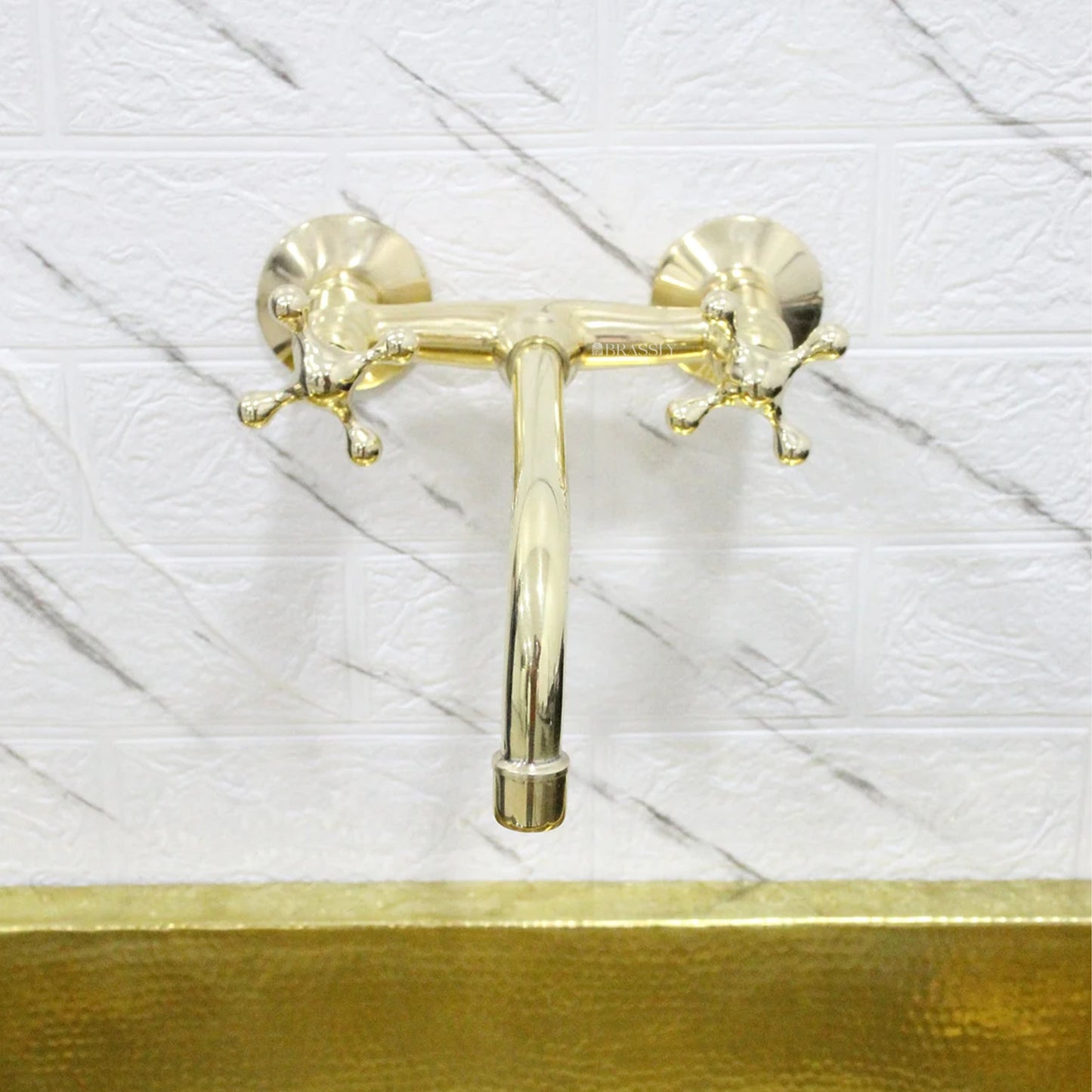 Brass Wall Mounted Tap, Multiple Handle Styles for Bathroom and Kitchen