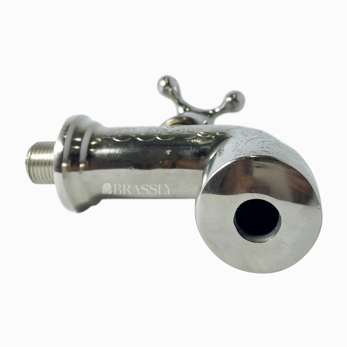 Handcrafted Small Water Tap, Chrome Silver Finish Wall Faucet