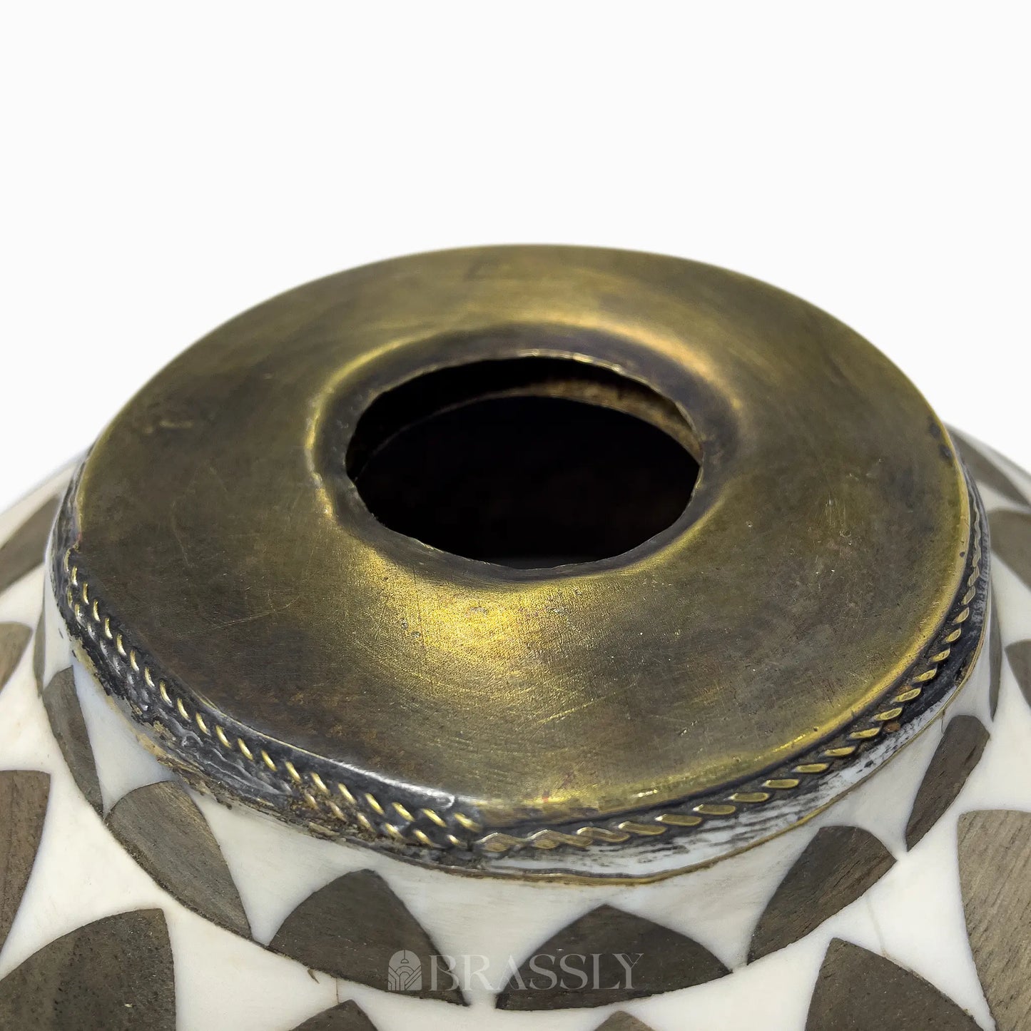 Brass Bathroom Sink, White And Black Pattern, Copper Resin Vanity Vessel Sink