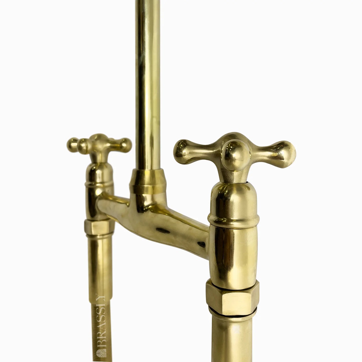 Unlacquered Brass 8" Bridge Tap, Deck Mount Tap, Vintage Kitchen Sink Tap