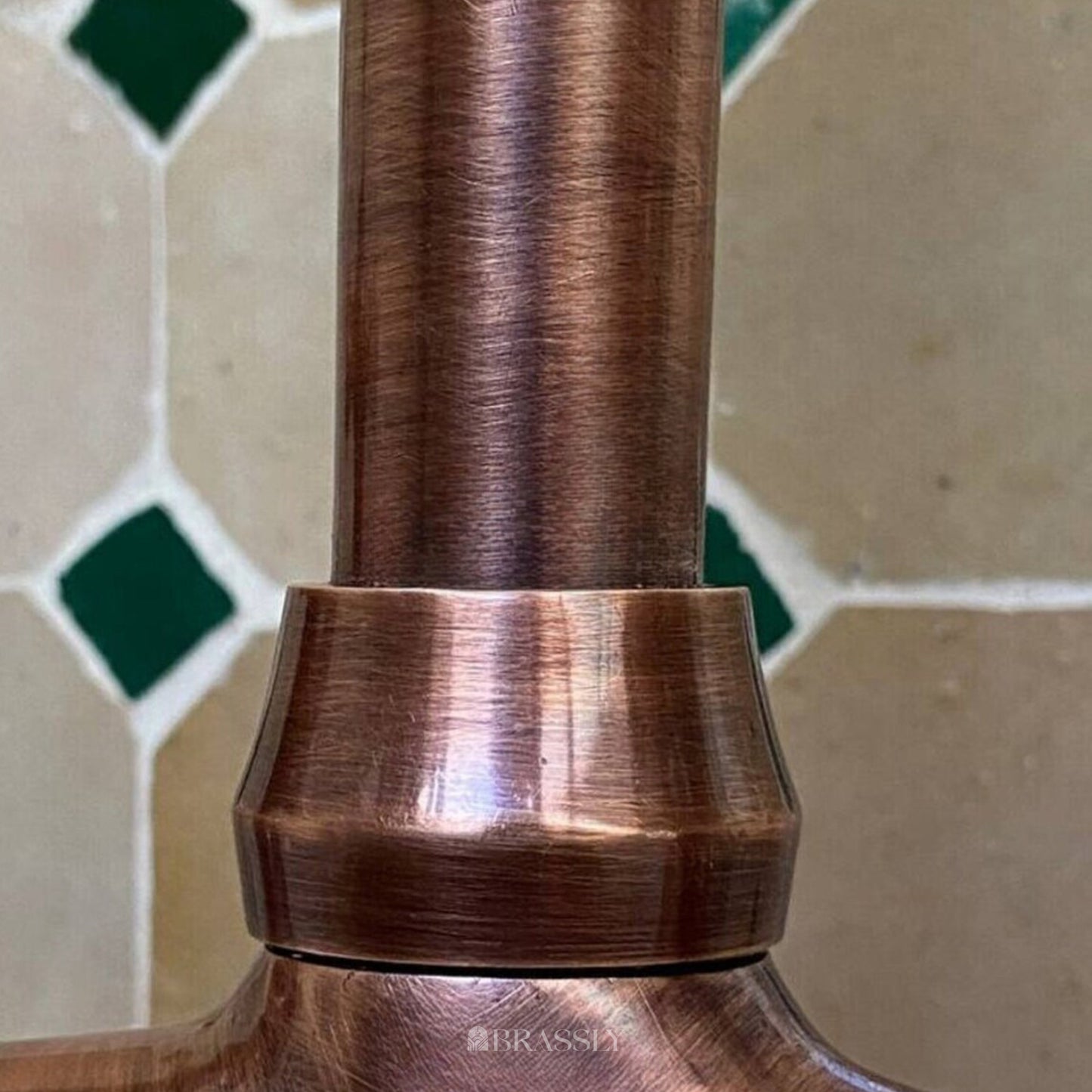 Unlacquered Brass or Copper Kitchen Bridge Faucet with Optional Sprayer, Different Handles, Straight Legs
