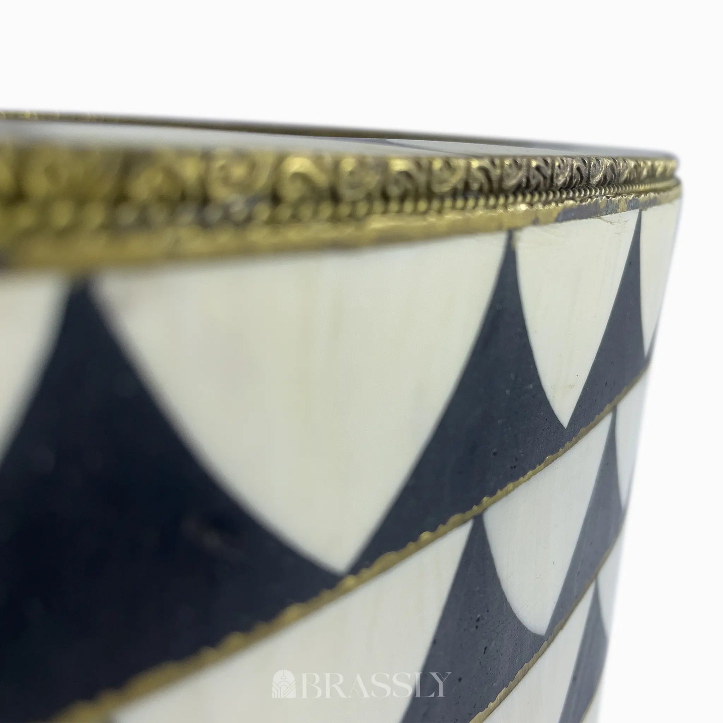 Brass Bathroom Sink, Black And White Pattern, Oval Basin Sink, Hammered Brass