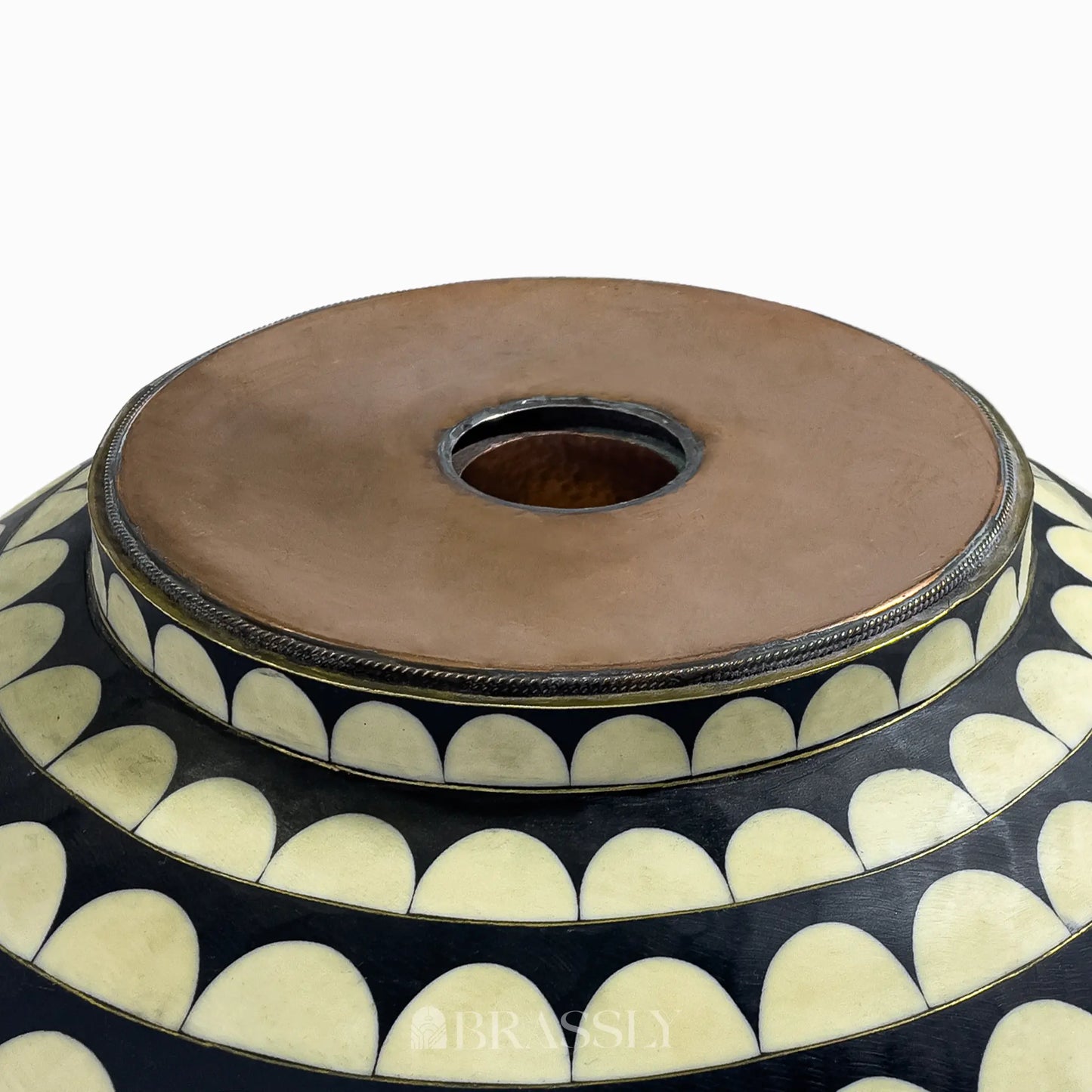 Brass Bathroom Sink, White And Black Pattern, Copper Resin Vanity Vessel Sink