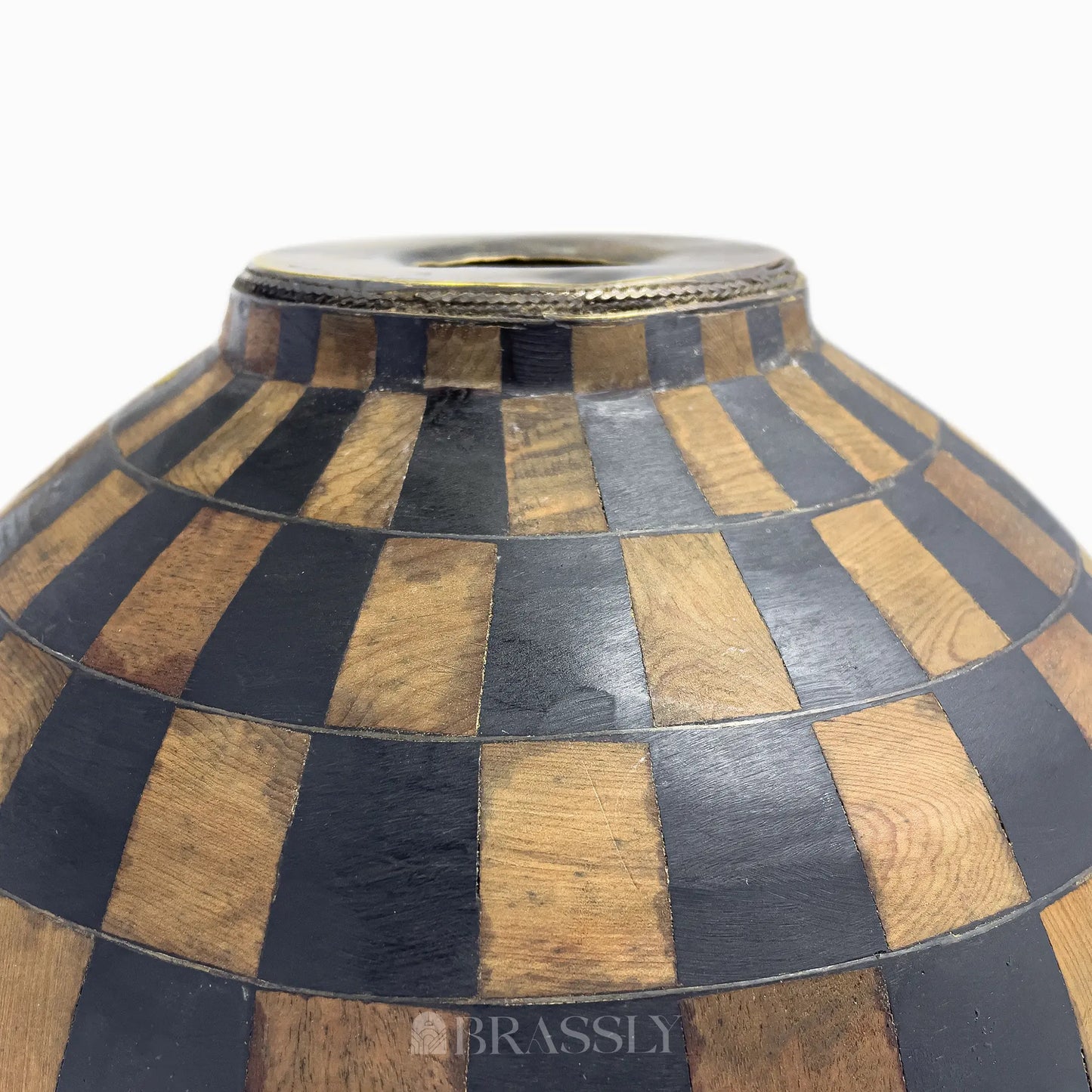 Moroccan Brass Sink, Wood And Black Pattern, Bathroom Vessel Sink