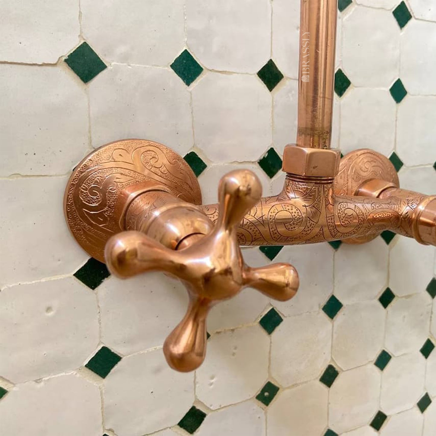 Unlacquered Solid Copper Shower for Outdoor Use - Copper Showerhead
